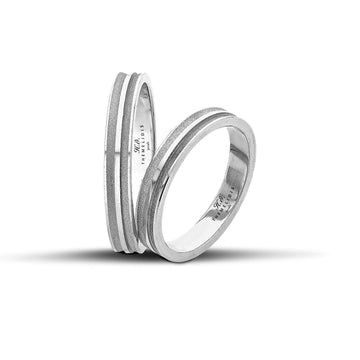 Μοντέρνες βέρες γάμου λευκόχρυσες λουστρέ με ματ φινίρισμα, πλάτους 3.5 mm